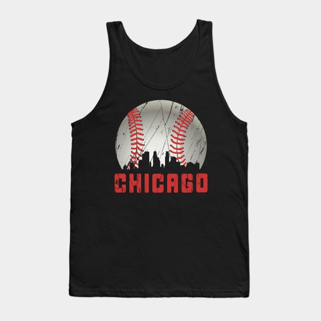 Distressed Chicago Downtown Skyline Baseball Vintage Tank Top by justiceberate